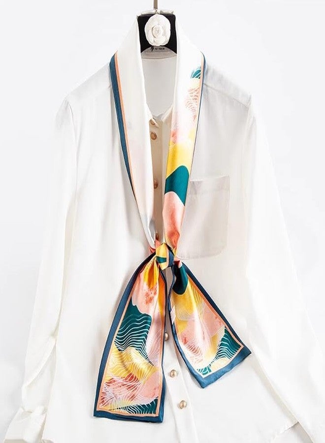 HURESON Silky Long Scarf for Women Small Thin Head Scarf Hair Neck Scarves Purse Bag Scarf For Handbags Satin Headscarf Cute Hair Scarf Headband (2pcs) - Image 3